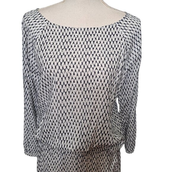 NEW Soft Joie Arryn B Blue White Geo Print Drawstring Waist Mermaid Hem Dress M - Picture 7 of 11